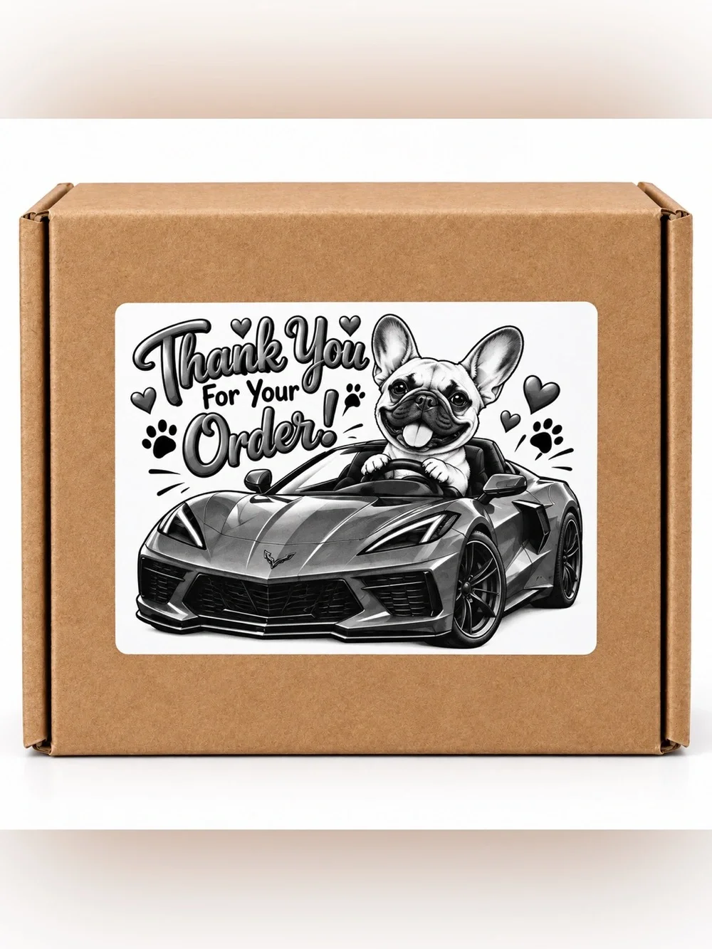 French Bulldog Corvette Thank You Stickers-100ct.